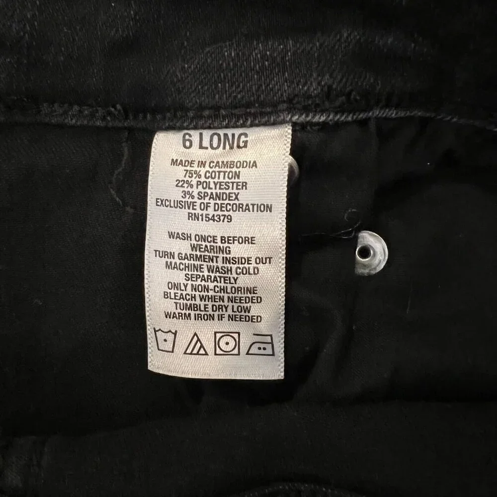 Aeropostale Jeans Size 6 Long‎ Womens High Rise Distressed Jegging Black Denim